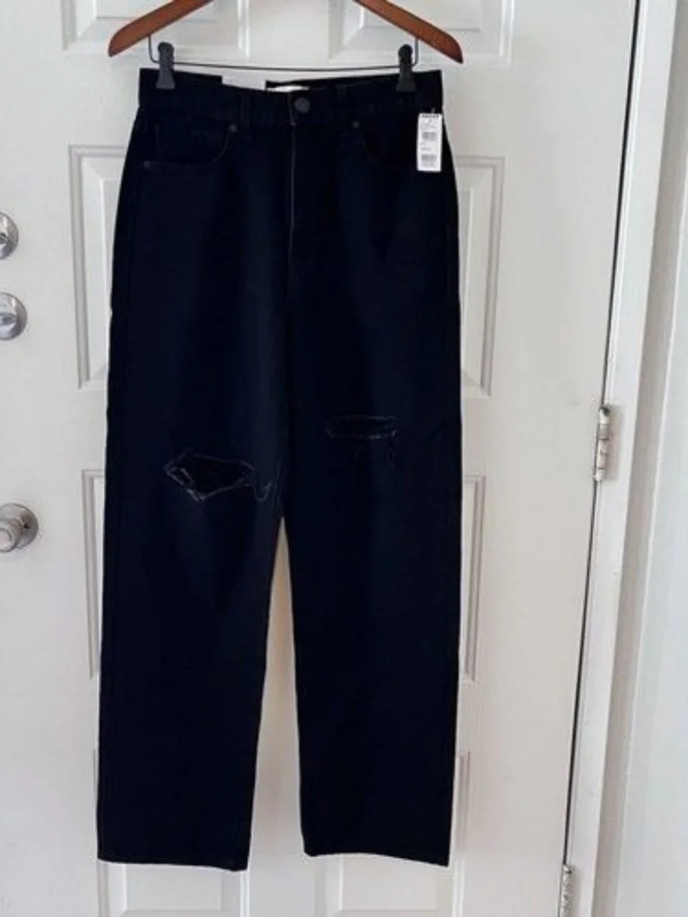 NEW High Rise Wide Leg RSQ Jeans Size 29 Black Denim Baggy 90s style Distressed